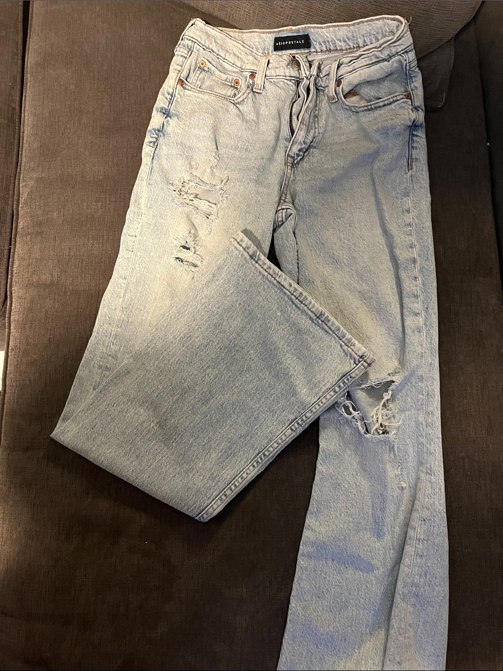 Aeropostale Light Blue Ripped Mom Jeans